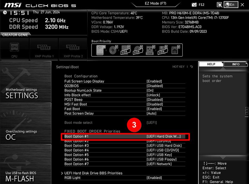 Wejście do BIOS MSI